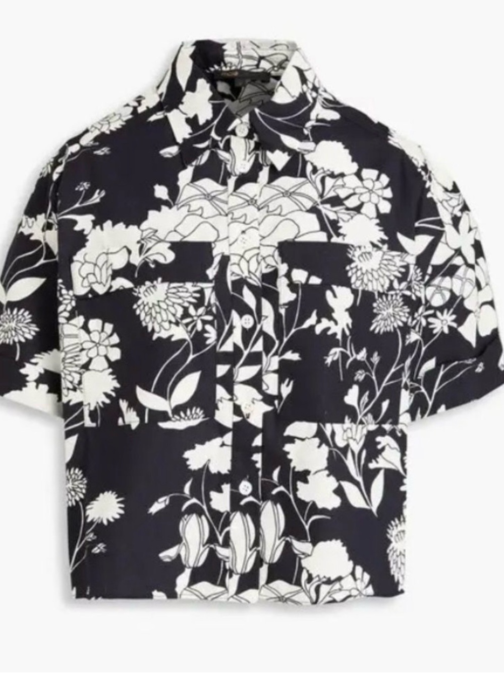 MAJE - women’s Black & White Floral Short-Sleeve Shirt